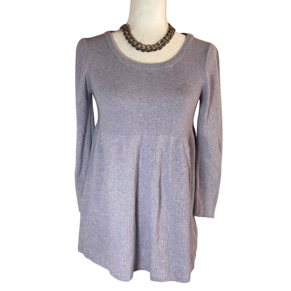 Knitted & Knotted Anthropologie Lavender‎ Ribbed Empire Waist Tunic Sweater M